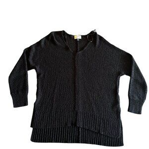 Universal Thread Women's V‎ Neck Pullover Crochet Sweater Black Medium